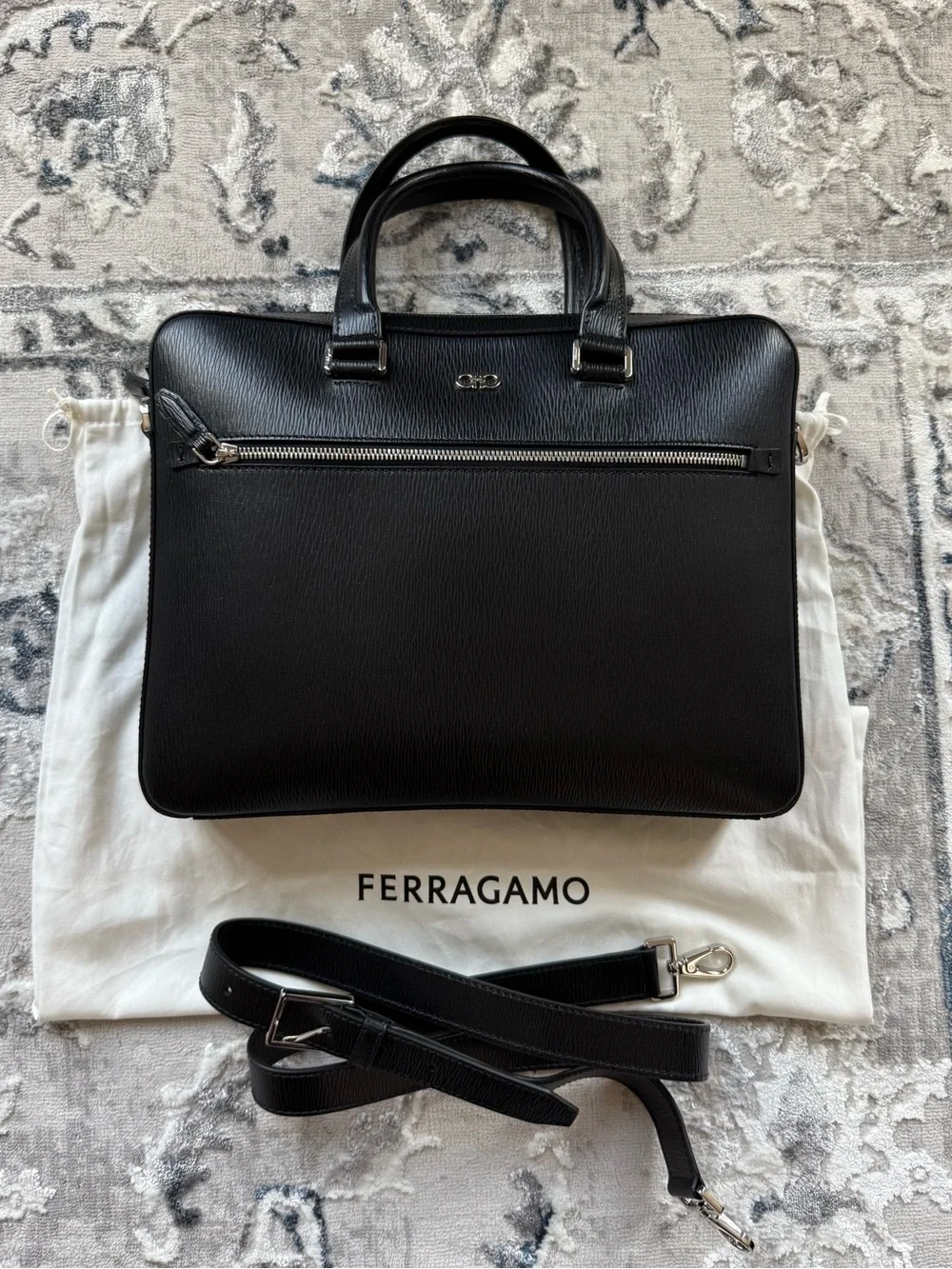 FERRAGAMO Revival Double Gancio Leather Briefcase